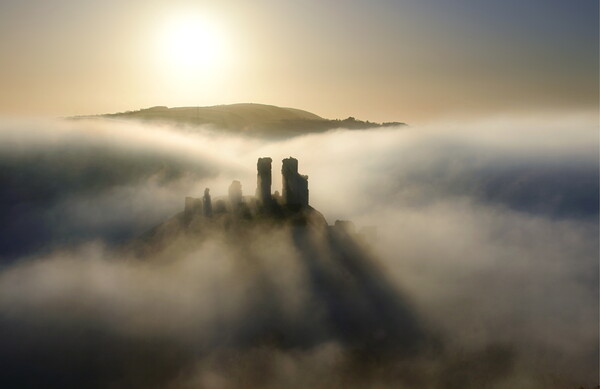 Corfe in the Clouds Picture Board by David Neighbour