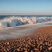 Buy canvas prints of Pebbles, waves, sky. by David Neighbour