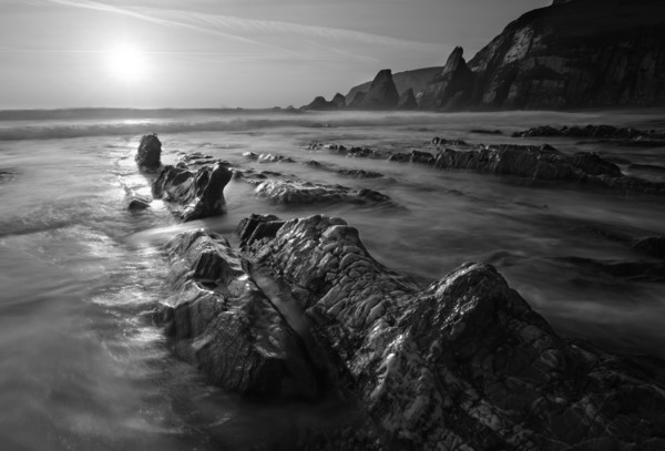 Westcombe Beach Black and White Picture Board by David Neighbour