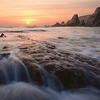 Buy canvas prints of Rock Ledges of Westcombe Bay by David Neighbour