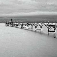 Buy canvas prints of Clevedon Pier black and white by David Neighbour