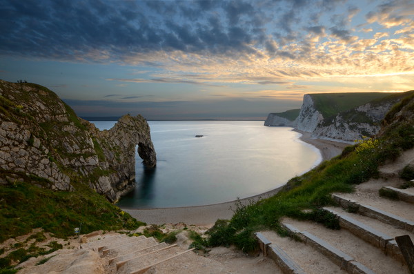 Steps to Durdle Door Picture Board by David Neighbour