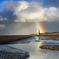 Buy canvas prints of Low Lighthouse Rainbow by David Neighbour