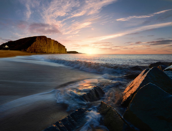 Golden Cliffs at West Bay Picture Board by David Neighbour
