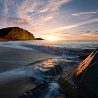 Buy canvas prints of Golden Cliffs at West Bay by David Neighbour