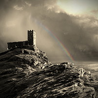 Buy canvas prints of Brentor Church Sepia by David Neighbour
