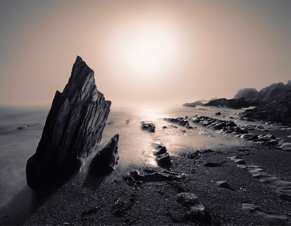 Ayrmer Cove Sea Fret Picture Board by David Neighbour