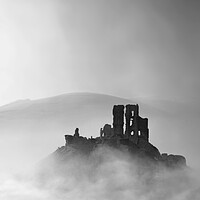 Buy canvas prints of Corfe Castle, Black and White by David Neighbour
