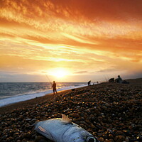 Buy canvas prints of Mackerel Fishing on Chesil Beach by David Neighbour