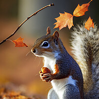 Buy canvas prints of Autumn Woodland Squirrel by Tim Hill