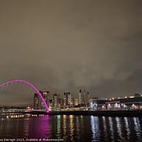 Buy canvas prints of Pink Lit Millenium Bridge Gateshead by Ailsa Darragh