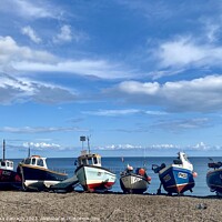 Buy canvas prints of Fishing boats on Beer beach, Devon by Ailsa Darragh