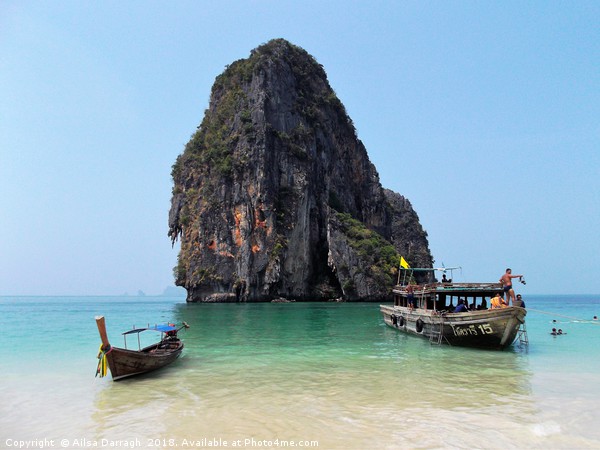 Long Tail Boats on Krabi beach, Thailand Picture Board by Ailsa Darragh