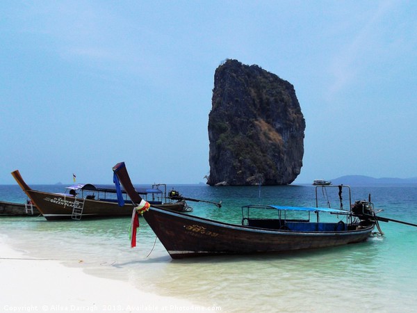 Krabi, Thailand Beach Boats Picture Board by Ailsa Darragh
