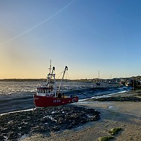 Buy canvas prints of Leigh on Sea boats at Sunset by Ailsa Darragh