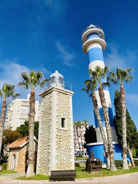 Torre Del Mar Lighthouse, Costa Del Sol Picture Board by Ailsa Darragh