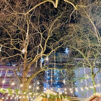 Buy canvas prints of London Leicester Square Christmas Market by Ailsa Darragh