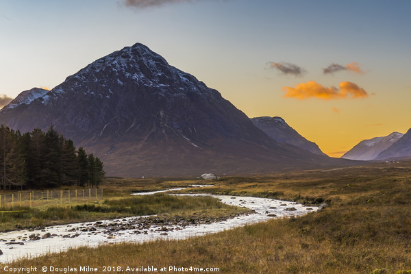 Sunset on the Buachaille Picture Board by Douglas Milne