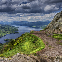 Buy canvas prints of Loch Katrine from the top of Ben A'an by Douglas Milne
