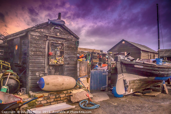 Sheds, Pettycur Bay Picture Board by Douglas Milne