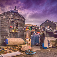 Buy canvas prints of Sheds, Pettycur Bay by Douglas Milne