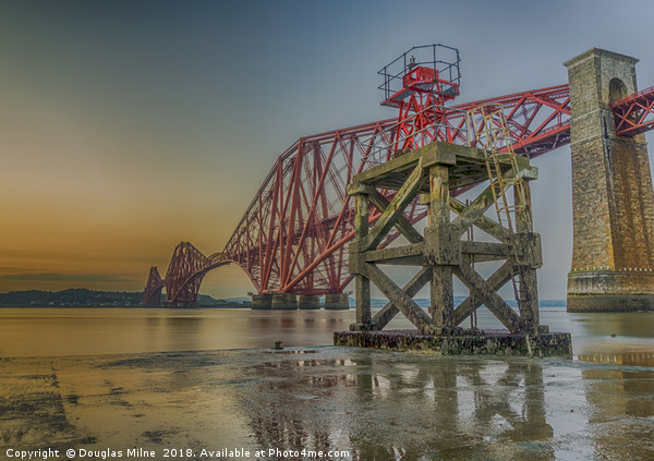 Hawes Pier and the Forth Bridge Picture Board by Douglas Milne