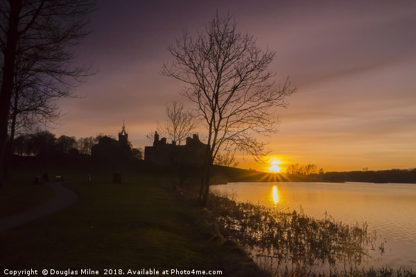 Sunset over Linlithgow Loch Picture Board by Douglas Milne