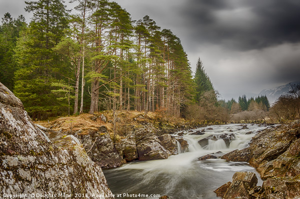 Easan Dubha Waterfall, Glen Orchy Picture Board by Douglas Milne