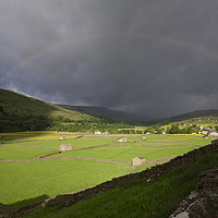 Buy canvas prints of Rainbow over Gunnerside Bottoms by William A Dobson