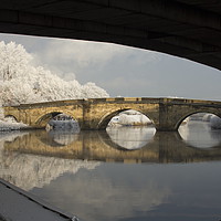 Buy canvas prints of Old bridge over the river Aire at Ferrybridge by William A Dobson