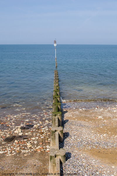 Groyne sea defence going out to sea Picture Board by Clive Wells