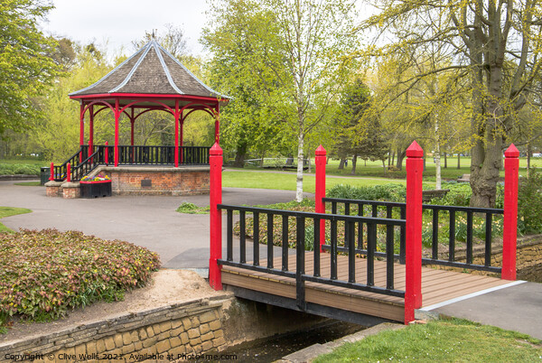 Footbridge and band stand Picture Board by Clive Wells