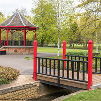 Buy canvas prints of Footbridge and band stand by Clive Wells