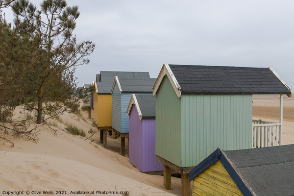 Beach huts in the dunes Picture Board by Clive Wells