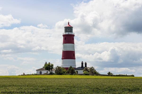 Red and white lighthouse at Happisburgh Picture Board by Clive Wells