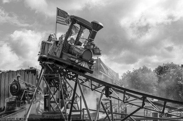 Monochrome runaway train Picture Board by Clive Wells