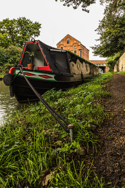 Moored narrowboat Picture Board by Clive Wells