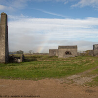 Buy canvas prints of Rainbow over Magpie Mine in Derbyshire by Clive Wells