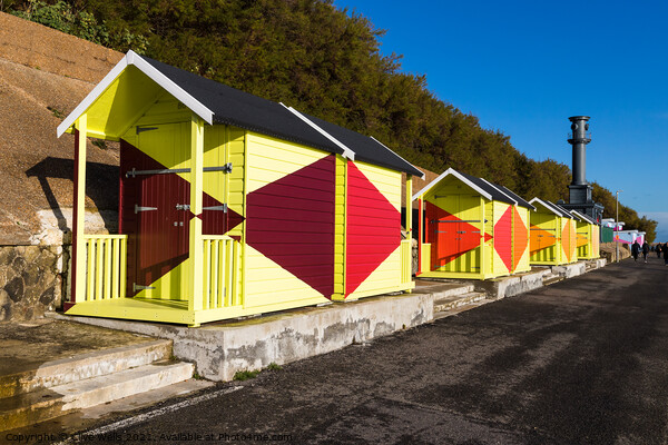 Bright beach huts on Folkestone sea front Picture Board by Clive Wells