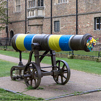 Buy canvas prints of The cannon Ukrainan colours. by Clive Wells