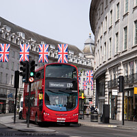 Buy canvas prints of London bus under the flags by Clive Wells