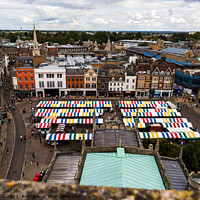 Buy canvas prints of Cambridge market place from above by Clive Wells