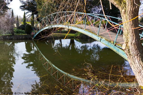 Footbridge with reflection. Picture Board by Clive Wells