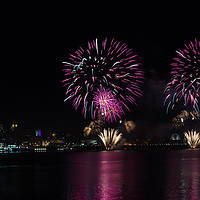 Buy canvas prints of Waterfront fireworks over Liverpool by Clive Wells