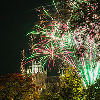 Buy canvas prints of Ely Cathederal with  fireworks in Cambridgeshire by Clive Wells