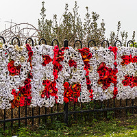 Buy canvas prints of Knitted PEACE sign at Folkstone in Kent by Clive Wells