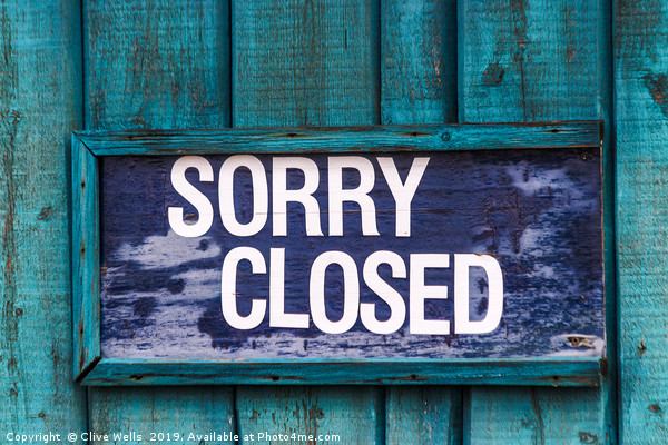 Sorry closed sign in blue Picture Board by Clive Wells