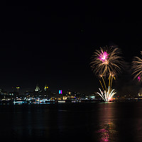 Buy canvas prints of Fireworks over the River Mersey by Clive Wells