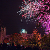 Buy canvas prints of Fireworks over Ely Cathederal by Clive Wells