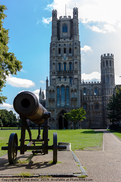 Cannon andCathedral seen in Ely, Cambridgeshire  Picture Board by Clive Wells